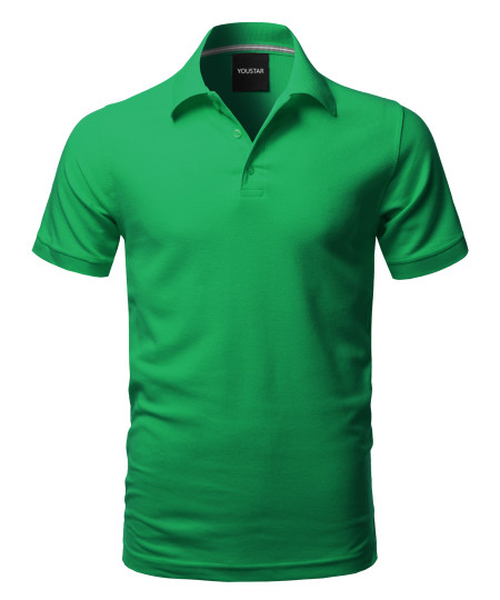 Men's Solid Short Sleeves Basic Quality Side Slit Performance Polo Shirt