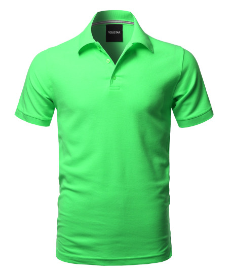 Men's Solid Short Sleeves Basic Quality Side Slit Performance Polo Shirt