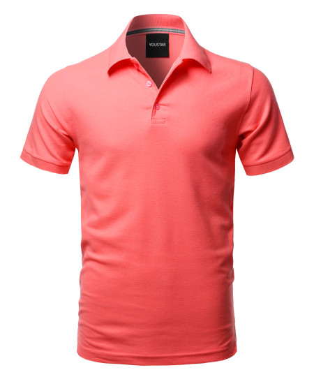 Men's Solid Short Sleeves Basic Quality Side Slit Performance Polo Shirt