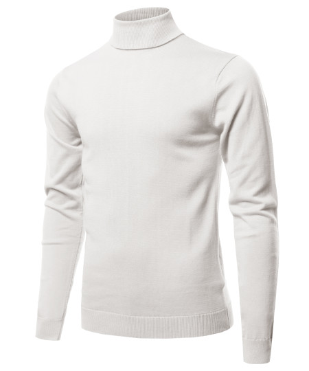 Men's Casual Solid Soft Knitted Long Sleeve Turtleneck Sweater