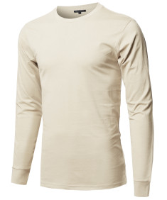 Men's Causal Solid Basic 100% Ring Spun Cotton Long Sleeve T-shirt