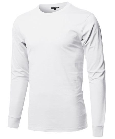 Men's Causal Solid Basic 100% Ring Spun Cotton Long Sleeve T-shirt