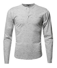 Men's Marble Long Sleeves Henley Collar T-Shirt