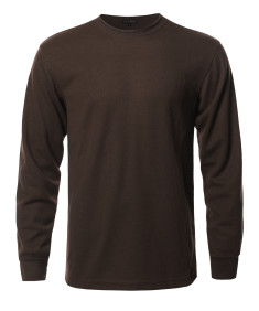 Men's Solid Basic Crew Neck Thermal Long Sleeve T-Shirt