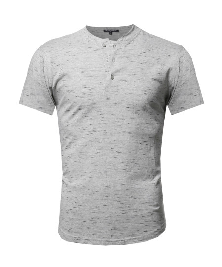 Men's Marble Short Sleeves Henley Collar T-Shirt