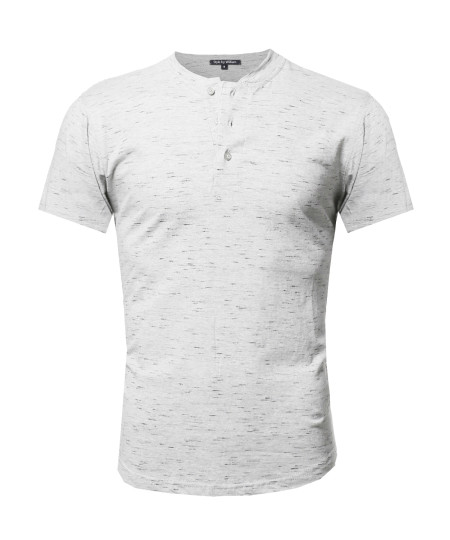 Men's Marble Short Sleeves Henley Collar T-Shirt