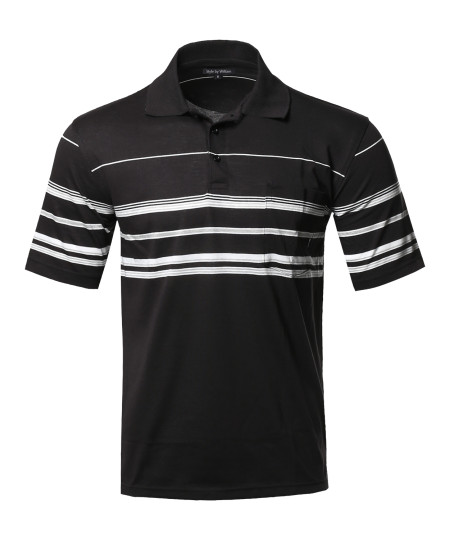 Men's Basic Everyday Stripe Pocket Polo T-Shirt