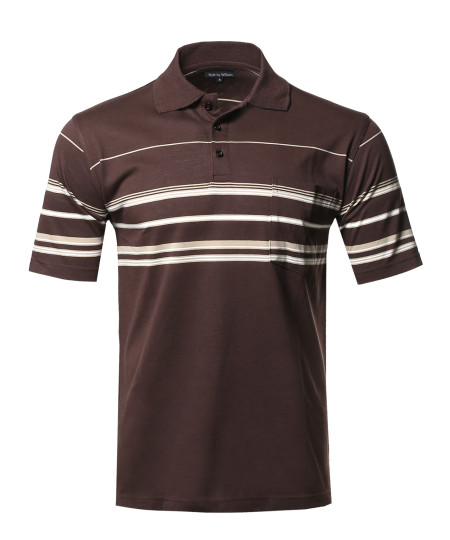 Men's Basic Everyday Stripe Pocket Polo T-Shirt