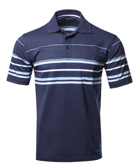 Men's Basic Everyday Stripe Pocket Polo T-Shirt