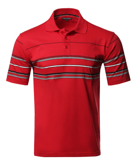 Men's Basic Everyday Stripe Pocket Polo T-Shirt