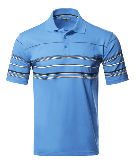 Men's Basic Everyday Stripe Pocket Polo T-Shirt