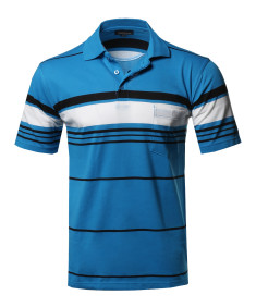 Men's Basic Everyday Stripe Chest Pocket Polo T-Shirt 