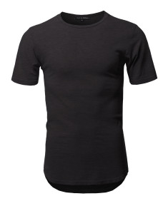 Men's Basic T Shirt Casual Vintage Scoop Bottom Tee