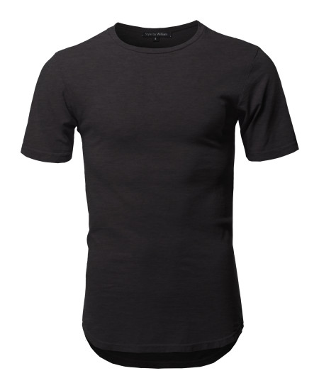 Men's Basic T Shirt Casual Vintage Scoop Bottom Tee