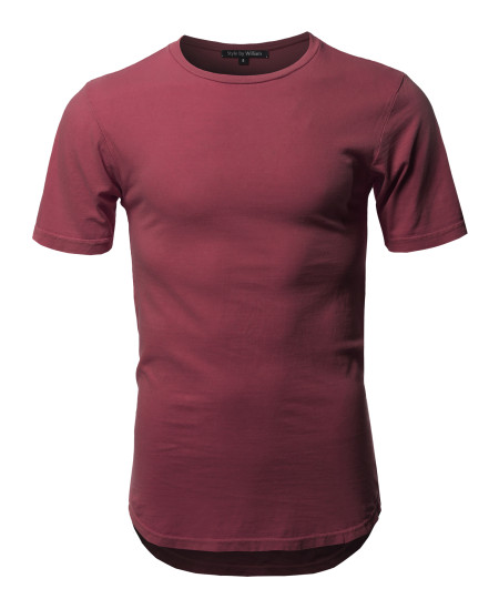 Men's Basic T Shirt Casual Vintage Scoop Bottom Tee