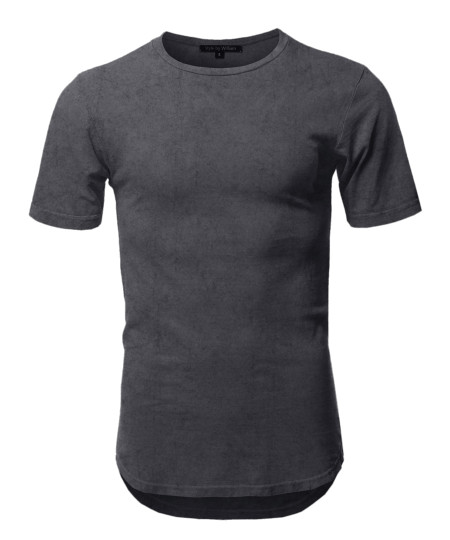 Men's Basic T Shirt Casual Vintage Scoop Bottom Tee