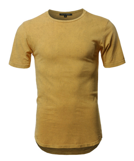 Men's Basic T Shirt Casual Vintage Scoop Bottom Tee