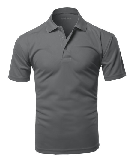 Men's Solid Short Sleeves Basic Dry Performance Comfort Polo Shirt (XS~3XL)