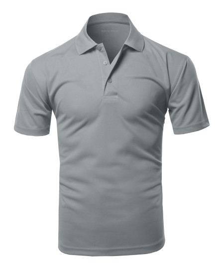 Men's Solid Short Sleeves Basic Dry Performance Comfort Polo Shirt (XS~3XL)