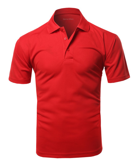 Men's Solid Short Sleeves Basic Dry Performance Comfort Polo Shirt (XS~3XL)