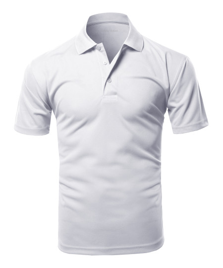 Men's Solid Short Sleeves Basic Dry Performance Comfort Polo Shirt (XS~3XL)