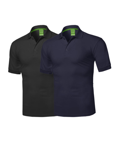 Men's Solid Quick Dri-Fit Active Athletic Golf Short Sleeves, Sports Polo Shirt