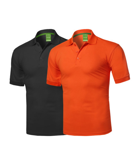 Men's Solid Quick Dri-Fit Active Athletic Golf Short Sleeves, Sports Polo Shirt