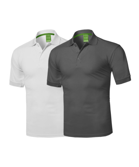 Men's Solid Quick Dri-Fit Active Athletic Golf Short Sleeves, Sports Polo Shirt