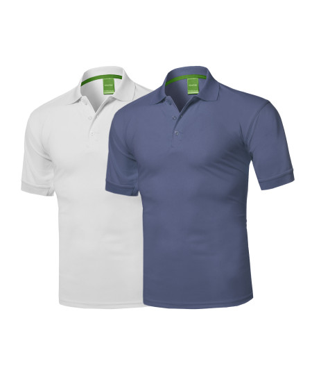 Men's Solid Quick Dri-Fit Active Athletic Golf Short Sleeves, Sports Polo Shirt