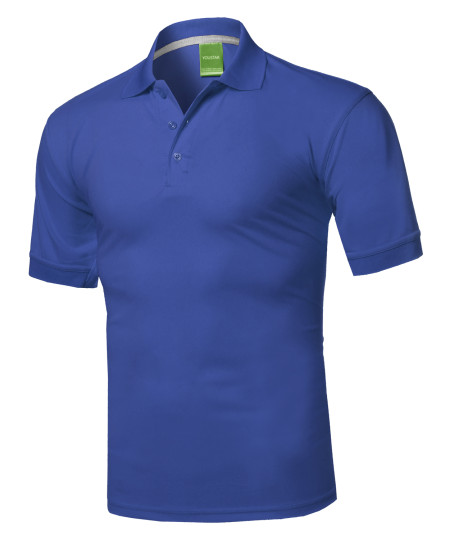 Men's Solid Quick Dri-Fit Active Athletic Golf Short Sleeves, Sports Polo Shirt