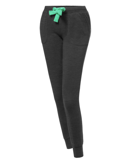 Women's Basic Contrasting Color Jogger Sweatpants