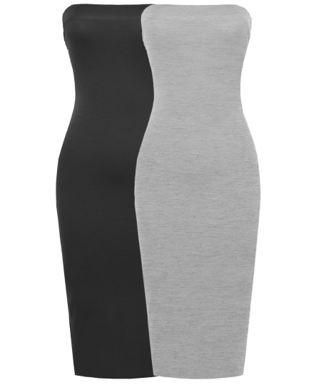 Women's Solid Bodycon Midi Tube Dress