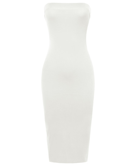 Women's Solid Bodycon Midi Tube Dress