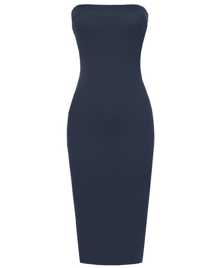 Women's Solid Bodycon Midi Tube Dress