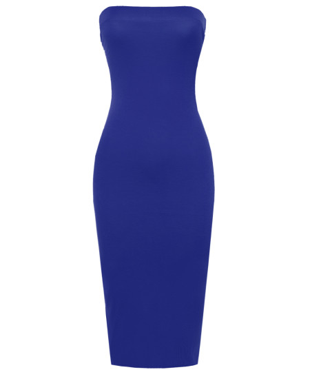 Women's Solid Bodycon Midi Tube Dress