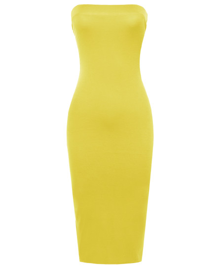 Women's Solid Bodycon Midi Tube Dress