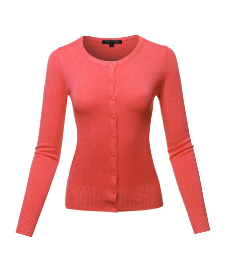 Women's Casual Basic Solid Long Sleeves Button Closure Cardigan