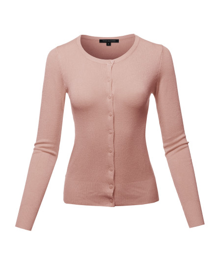 Women's Casual Basic Solid Long Sleeves Button Closure Cardigan