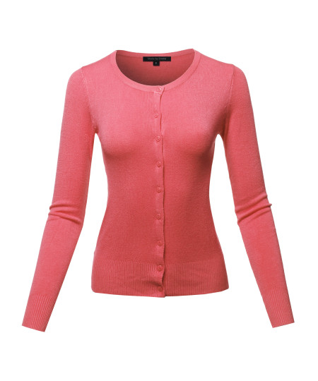 Women's Casual Basic Solid Long Sleeves Button Closure Cardigan