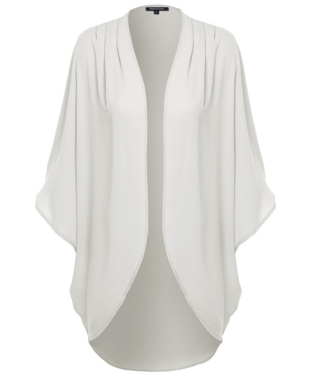 Women's Flowy Sheer Loose Chiffon Kimono Cardigan & Blouse Top Solid