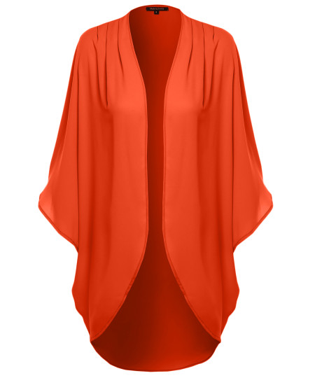 Women's Flowy Sheer Loose Chiffon Kimono Cardigan & Blouse Top Solid