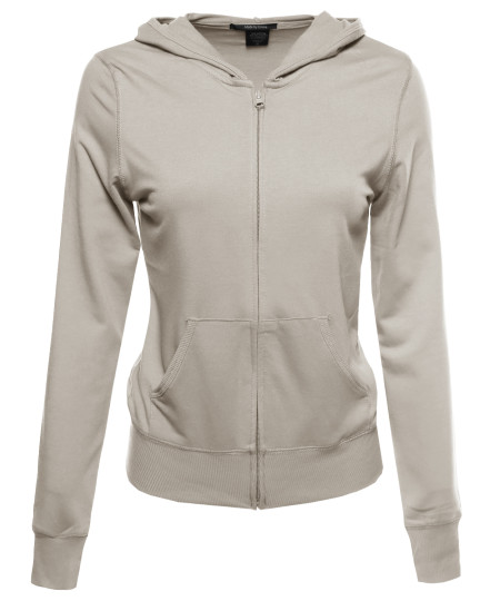 Women's Classic Basic French Terry Zip Up Hoodie