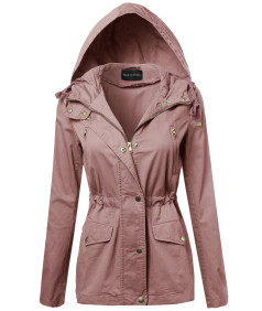 Women's Military Zip Up & Button Closure Hooded Jackets
