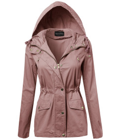 Women's Military Zip Up & Button Closure Hooded Jackets