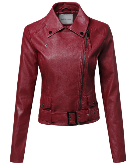 Women's Classic Belted Biker Jacket