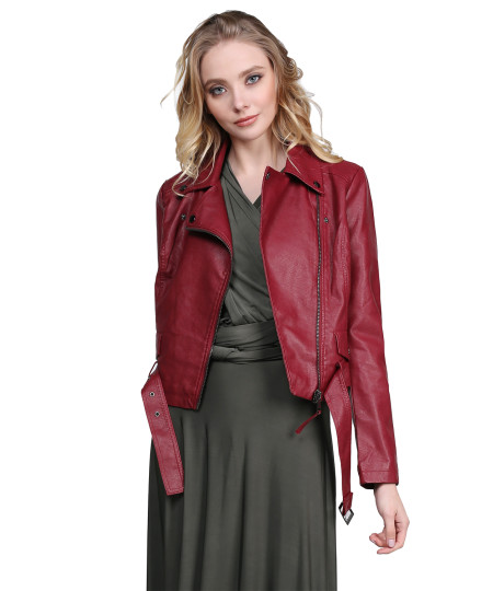 Women's Classic Belted Biker Jacket