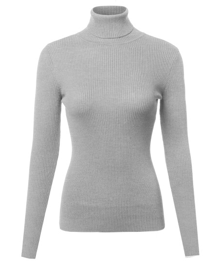 Women's Basic Slim Fit Lightweight Ribbed Turtleneck Sweater