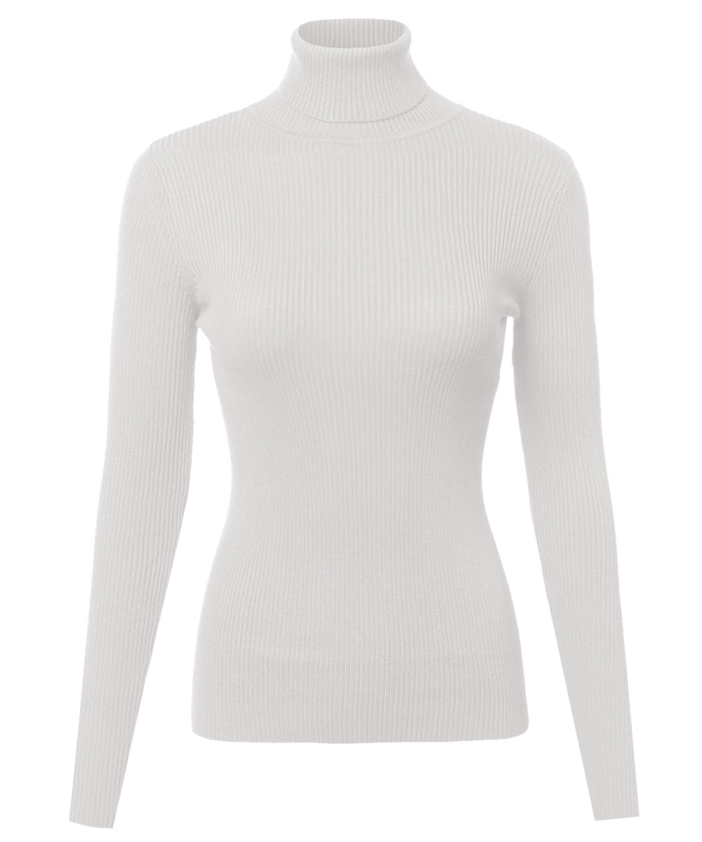Womens Basic Solid Lightweight Ribbed Turtleneck Sweater Top Shirt ...