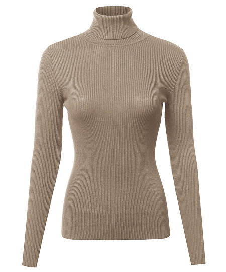 Women's Basic Slim Fit Lightweight Ribbed Turtleneck Sweater