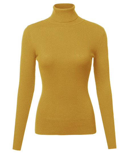 Women's Basic Slim Fit Lightweight Ribbed Turtleneck Sweater